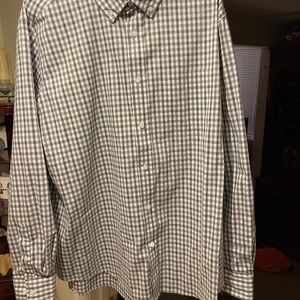 Men’s George dress shirt, XL, white w/ green checks.